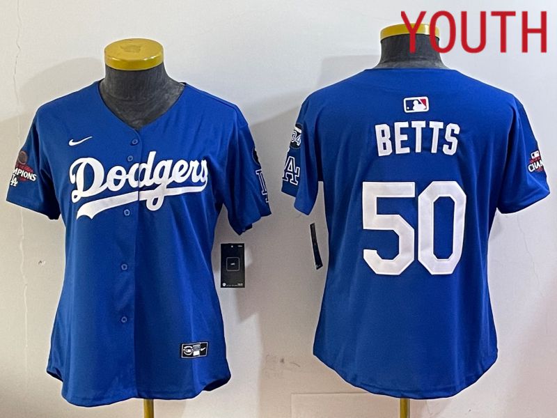 Youth Los Angeles Dodgers #50 Betts Blue Game 2024 Nike MLB Jersey style 12054->youth mlb jersey->Youth Jersey